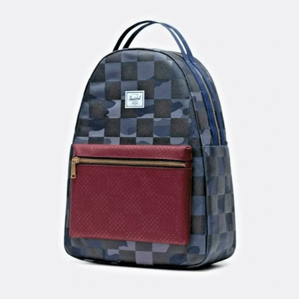Herschel Nova Mini Backpack Checkerboard Camo Blue Burgundy Small Unisex